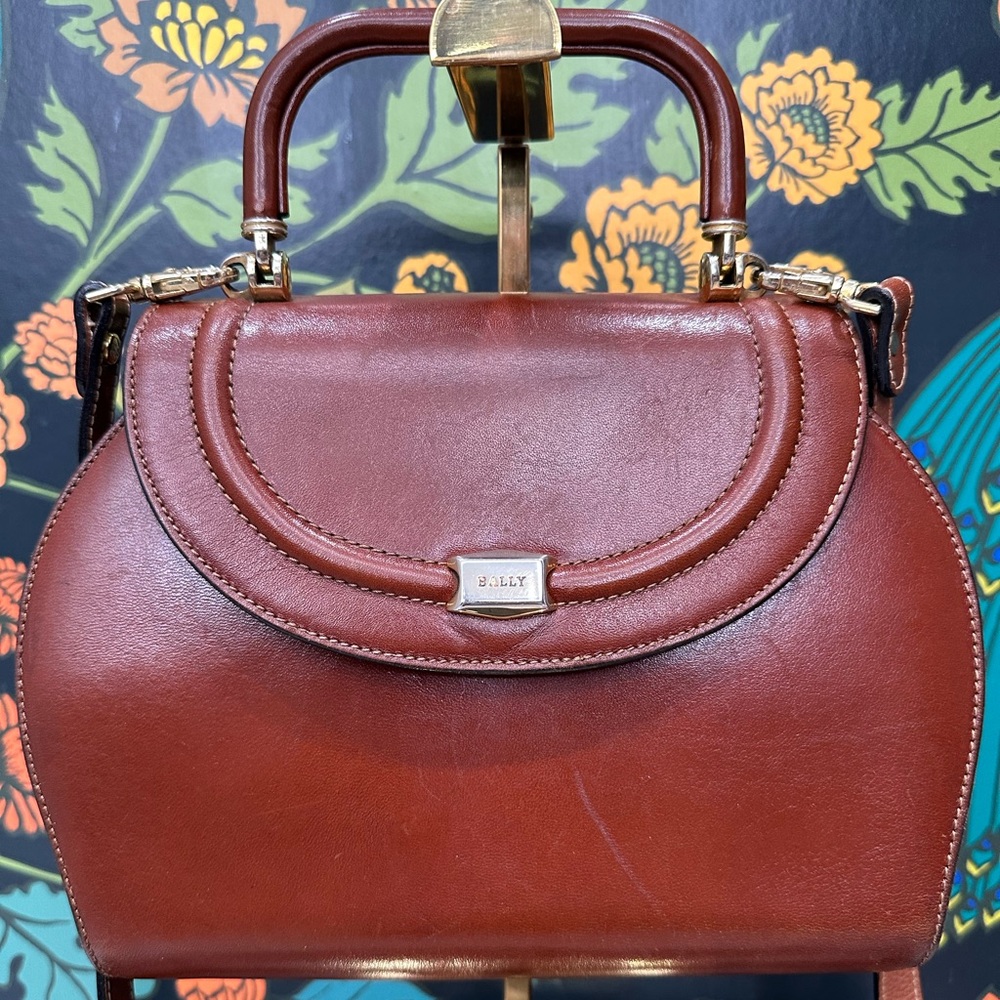 Bally Vintage Structured Leather Top-Handle Bag with Crossbody Strap